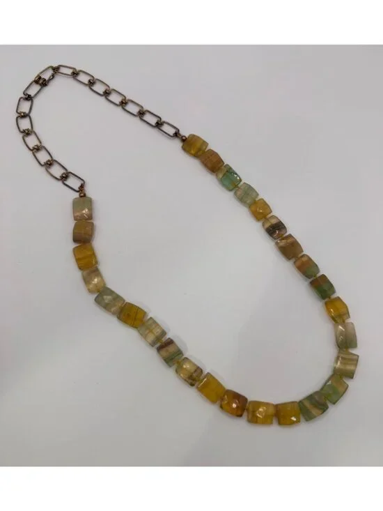 Faceted Fluorite Beaded Necklace Hand Knotted 925 Silver Chain Toggle 24” Artisa - Picture 2 of 11